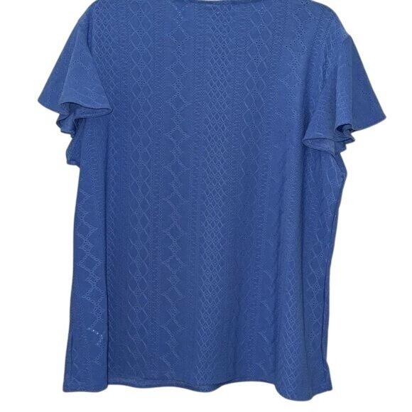 Counterparts Blue Short Sleeve Textured Knit Top XL 95% Polyester 5% Spandex Wom - Picture 5 of 7